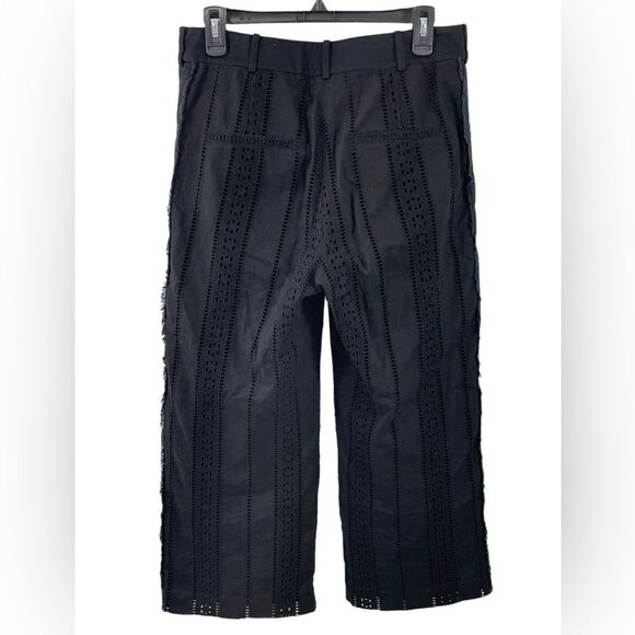 Veronica Beard Leta Eyelet Gaucho Cropped Pants in Black Size 6 - Picture 4 of 10